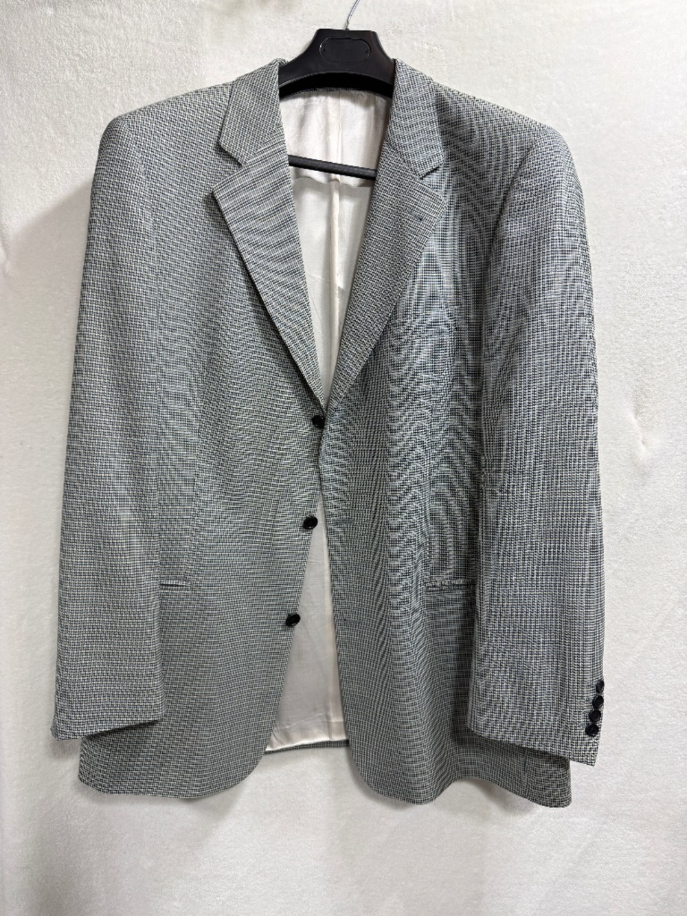 Hugo Boss "Einstein" Sport Coat Blazer Blue White Micro Check 100% Wool 44L -USA